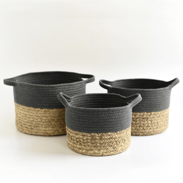 Colour Block Braided Wool Baskets