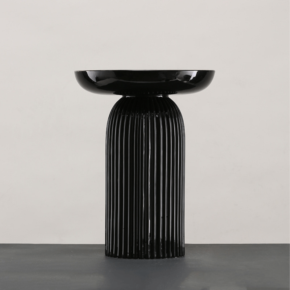 Black Vertically Ribbed Vase