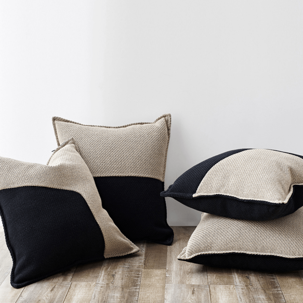 Colour Block Black & Ivory Pillow Cover