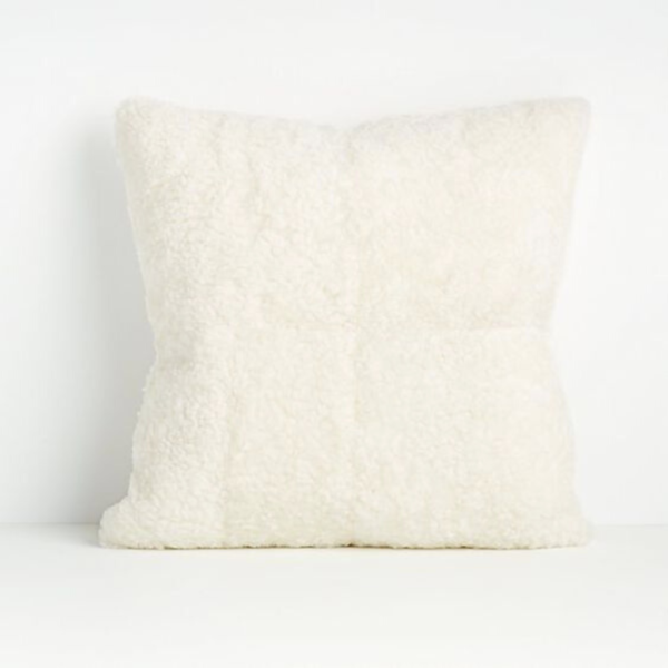 White Sheepskin Wool Throw Pillow